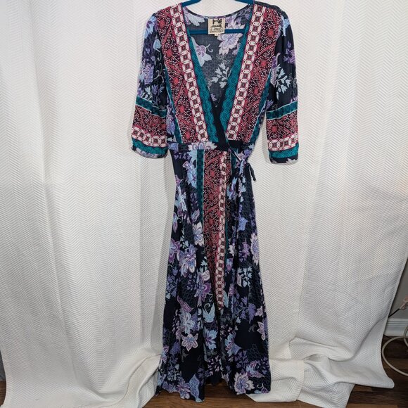 JAASE Purple Haze Maxi Dress Wrap Boho Flowy size Medium - Picture 5 of 15